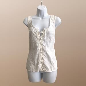 Nick & Sarah Sheer Lace Up Tank Top